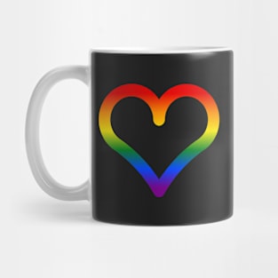 Outlined Rainbow LGBT Heart Mug